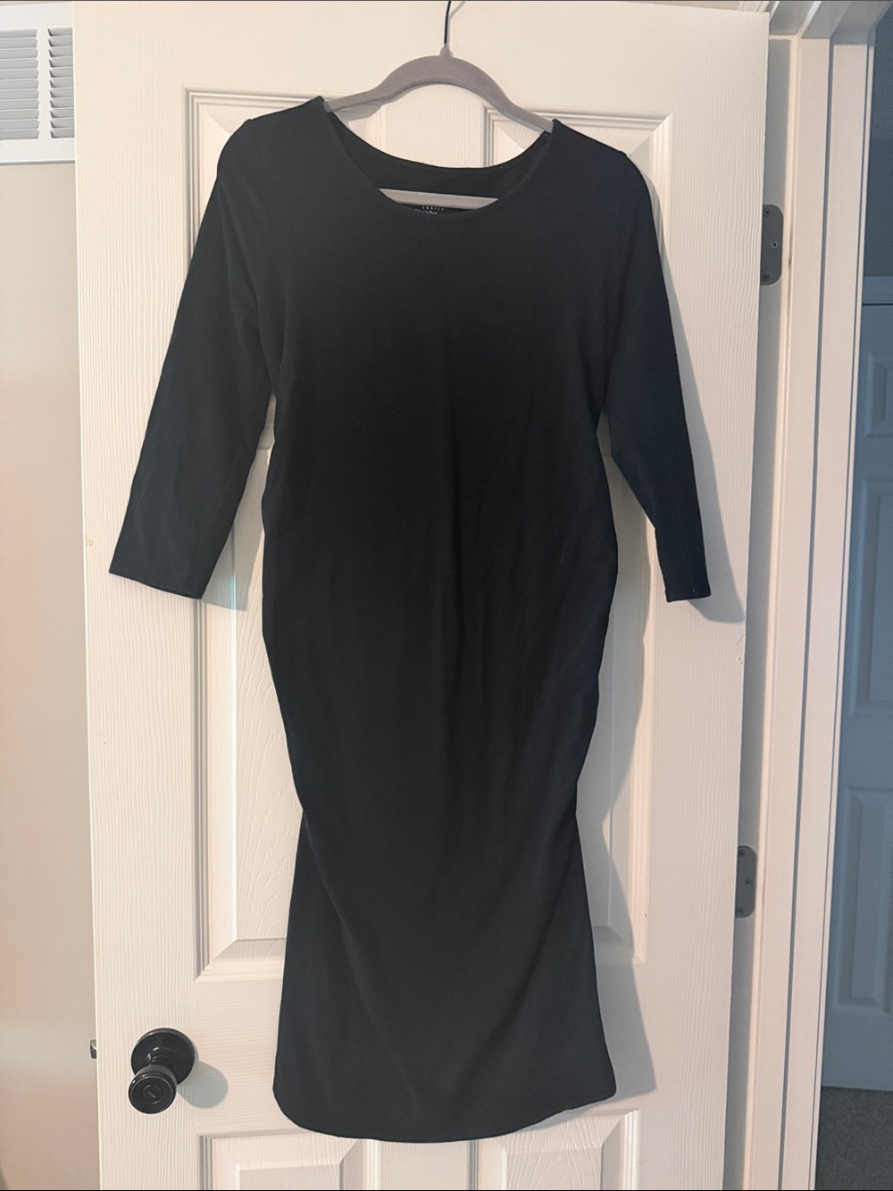 Isabel Maternity by Ingrid & Isabel Black Midi Dress with Three-Quarter Sleeves